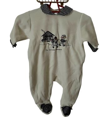 Pijama bleu et bleu velours pour bébé Natalys taille 1 mois très bon état