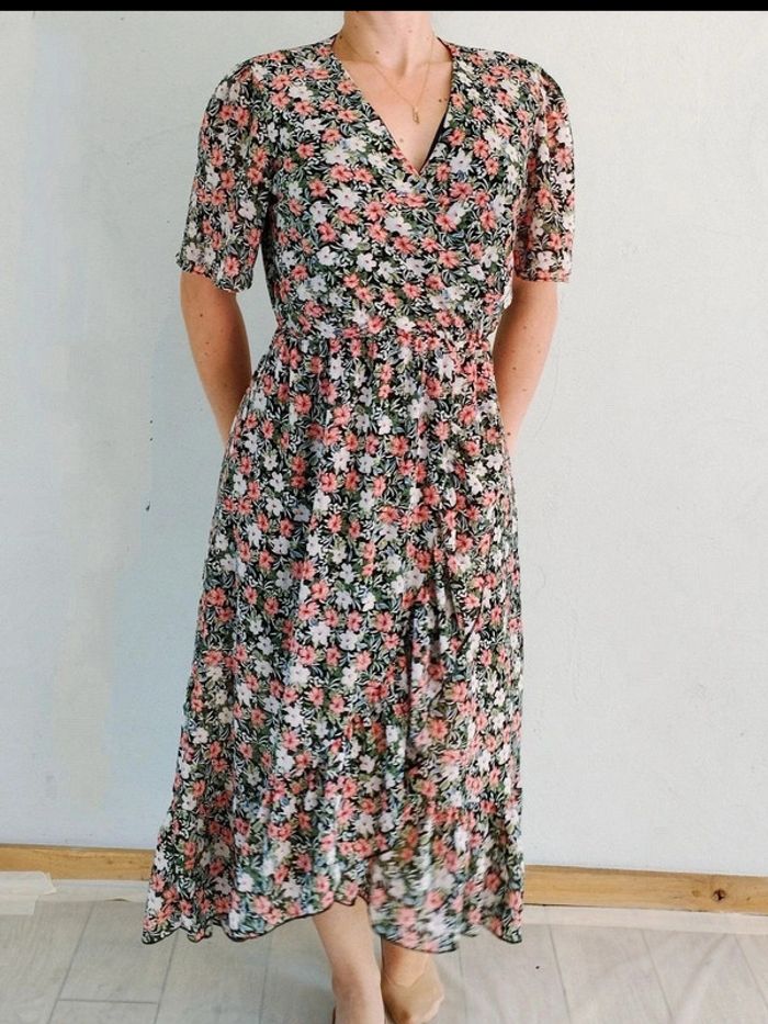 Robe longue fleurie - Flamant Rose - S - Parfait État