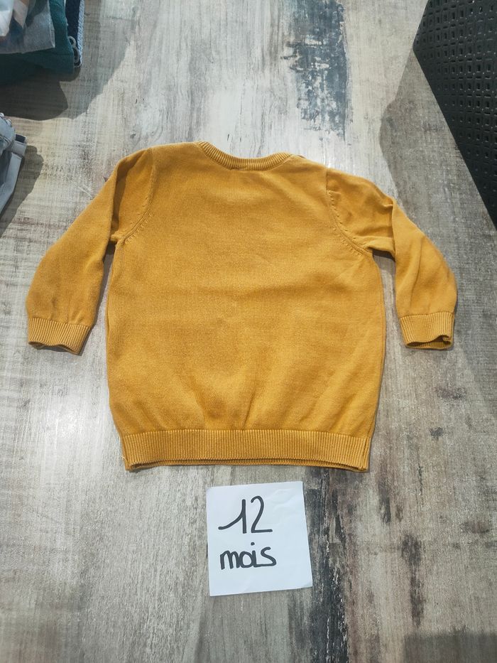 Pull manches longues assez fin pour bébé garçon moutarde et blanc 12 mois orchestra - photo numéro 3