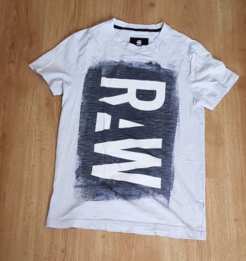 T-shirt unissex G-star raw- Blanc avec grand logo RAW (Taille XS )
