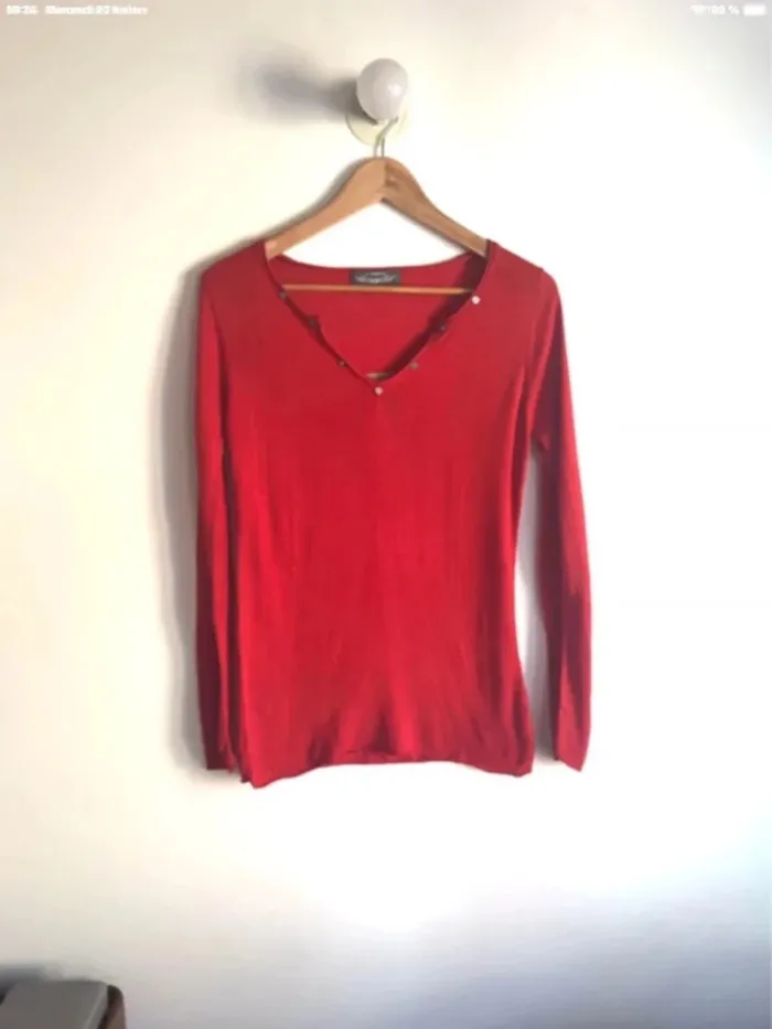 Pull léger rouge en bambou taille 34/36 It Hippie
