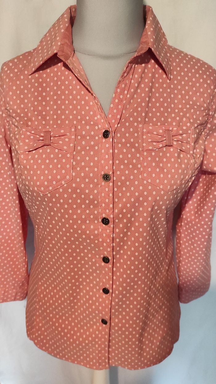 Chemisier rose saumon à pois blancs - photo numéro 6
