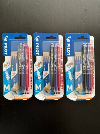 Lot de 3 packs stylos rollers frixion ball pilot + 9 recharge en tout