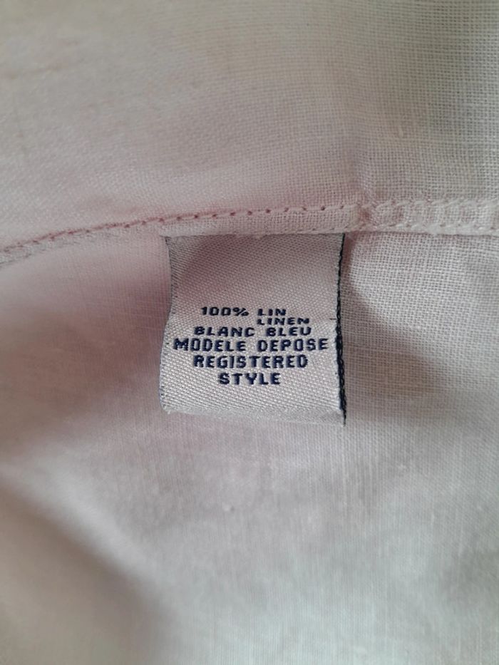 Chemisier manche courte Blanc Bleu Lin - photo numéro 4