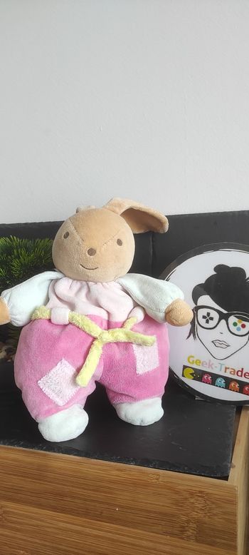 peluche lapin nounours rose vert blanc jaune ancien doudou Beige Marron Ceinture