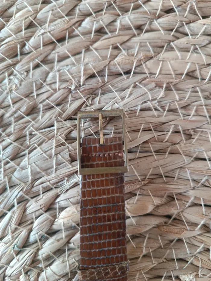 Montre vintage homme – cuir marron – fond acier inoxydable - photo numéro 5