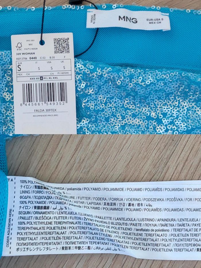 Mini jupe sequin bleu lagon / MNG - 36/S - photo numéro 8