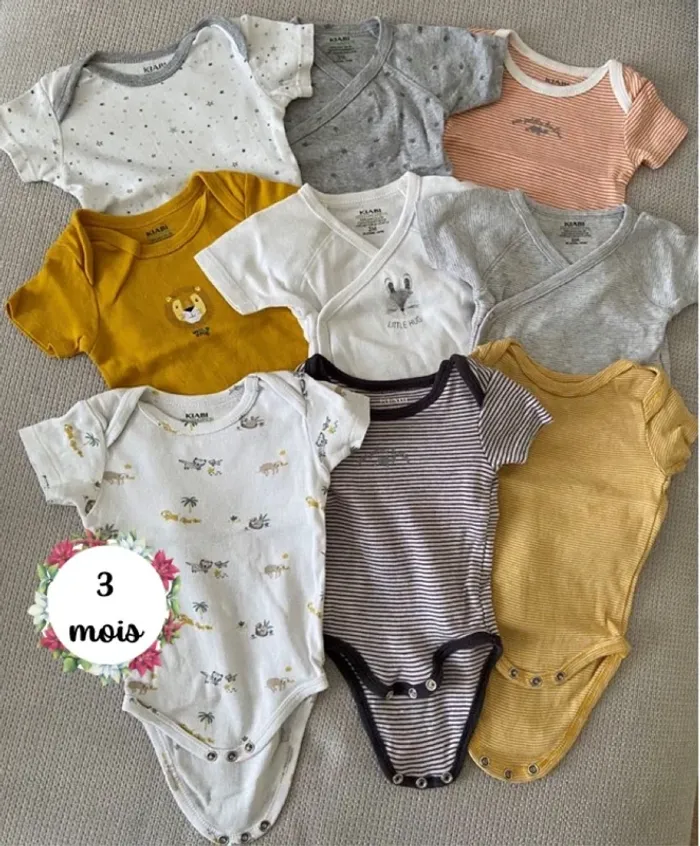Lot 9 bodys taille 3 mois