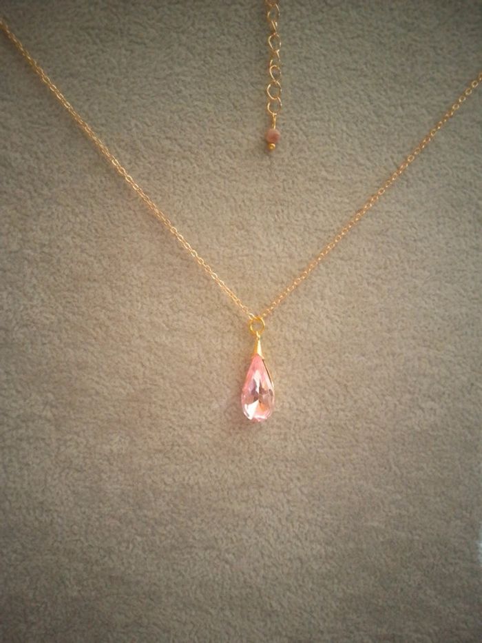 Collier grand zircon rose pâle - photo numéro 3