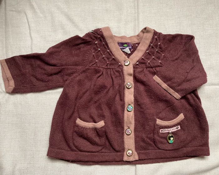 Gilet Sergent Major 6 mois aubergine (av laine)