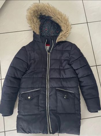 Beau manteau doudoune chaud T 8 ans Lulu Castagnette bleu marine Très bon état