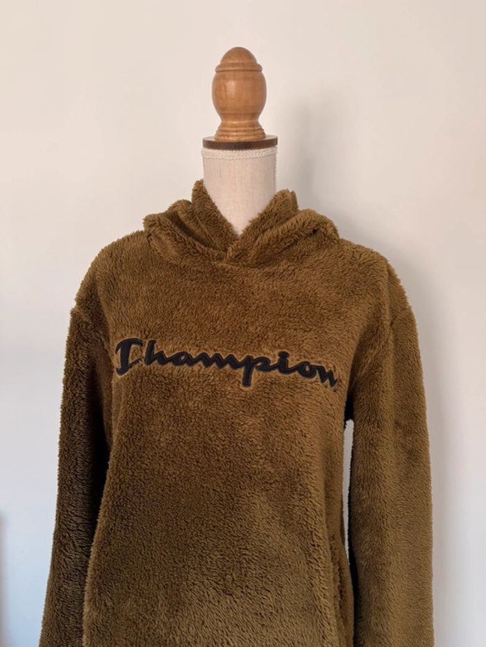 Sweatshirt capuche polaire teddy vert kaki poches neuf M pull sweat coton felpa suéter maille - photo numéro 2
