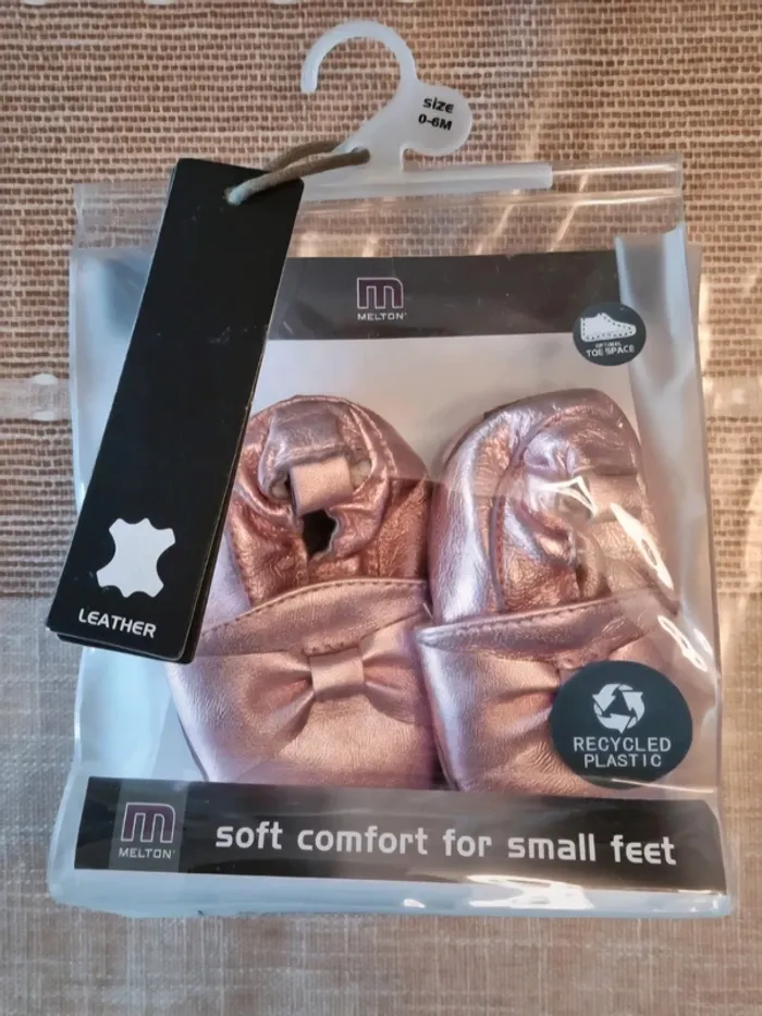 Chaussons cuir bébé rose Melton 0-6 mois - photo numéro 2