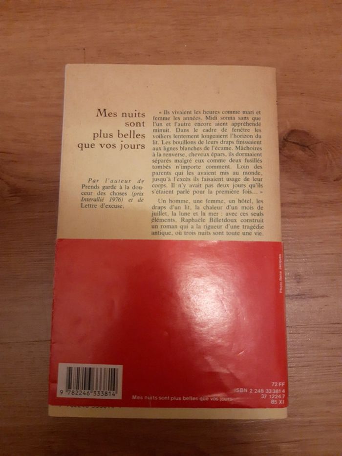 Livre de Raphaële Billetdoux mes nuits sont plus belles que vos jours - photo numéro 2