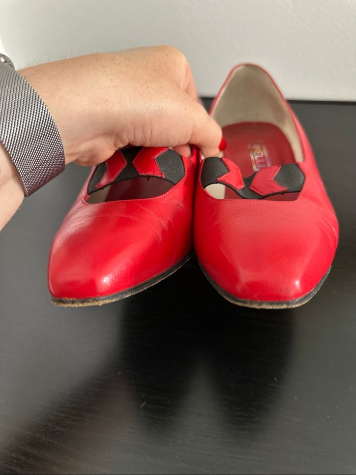 Escarpins rouge en cuir véritable Minelli Vintage T40 - photo numéro 4