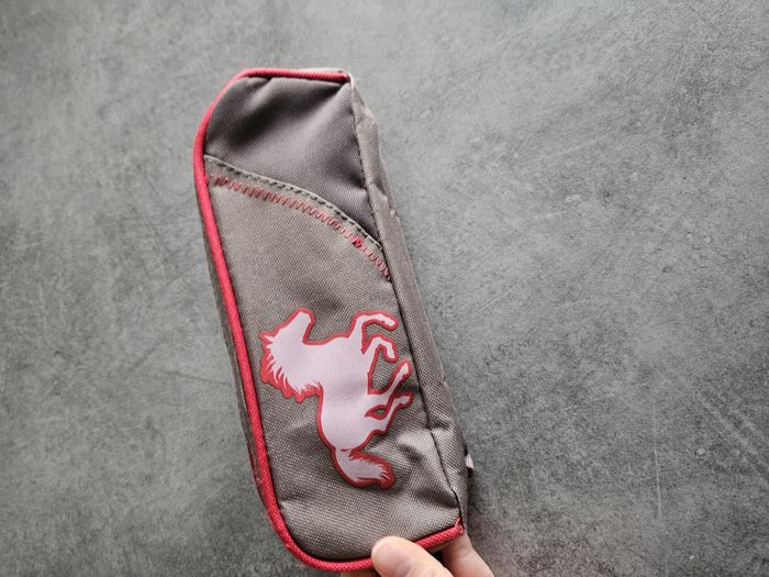 Trousse fourre-tout pour école rectangulaire 2 poches - Grise & rose - Fouganza - photo numéro 3