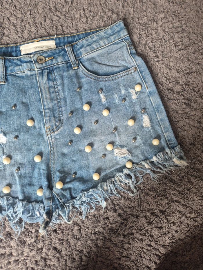 Short jeans à perles taille M - photo numéro 2