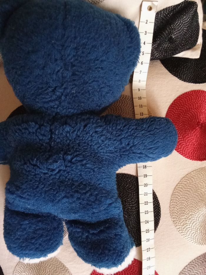 Peluche ours Boulgom doudou  bicolore bleu foncé bleu marine et blanc  d'occasion  peluche utilisée truffe  nez blanc Boulgom - photo numéro 3