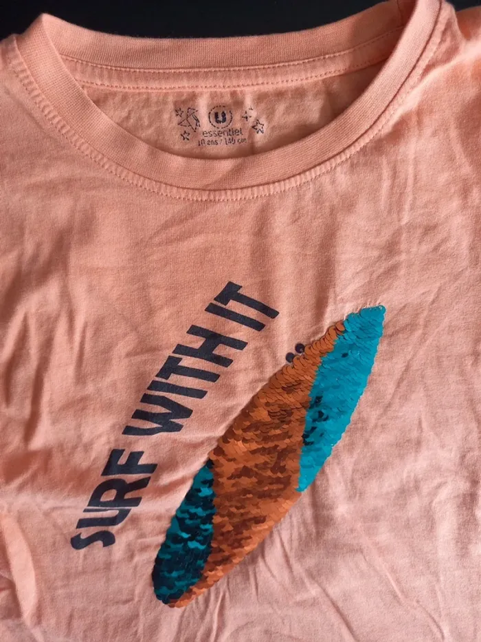 Tee-shirt fille orange 10 ans - photo numéro 3