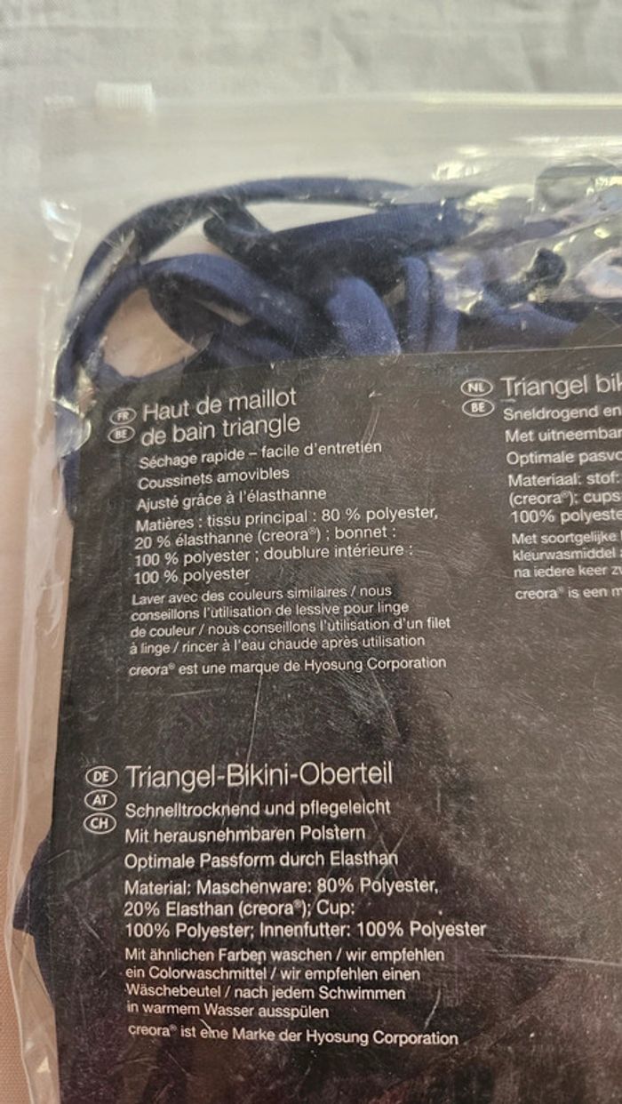 Haut de maillot triangle Esmara bleu marine avec franges- neuf T42 - photo numéro 2
