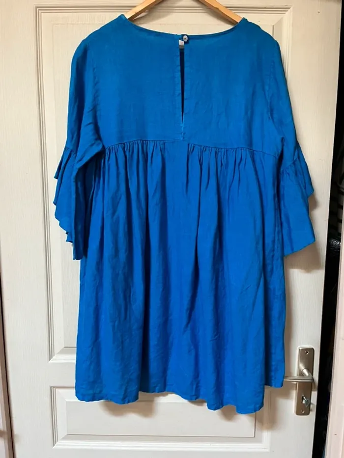Robe Bleu - Made in Italie - taille 42 Lin et coton - photo numéro 6