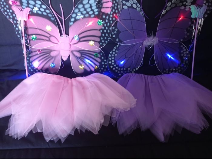 Lot déguisement papillon rose et violet à LED - photo numéro 3