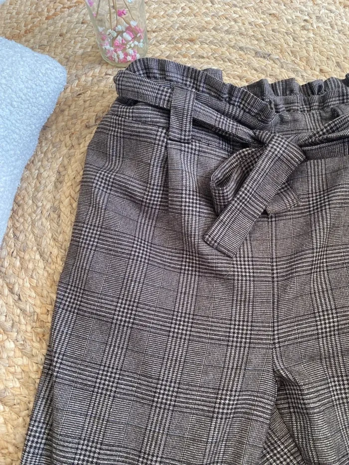 Pantalon taille haute à carreaux - photo numéro 2
