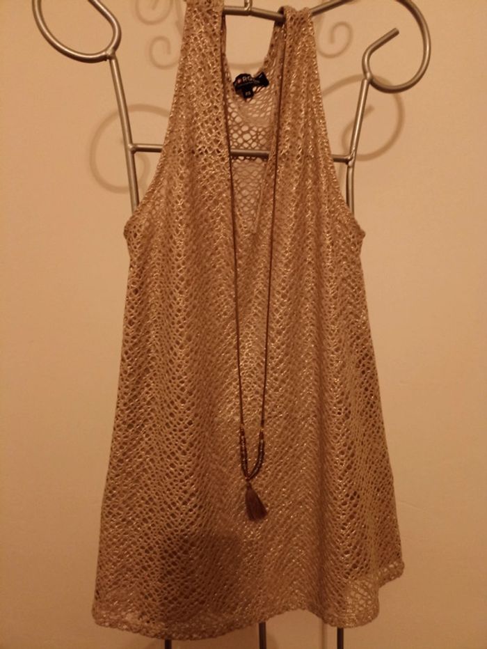 Magnifique Top beige et doré Morgan