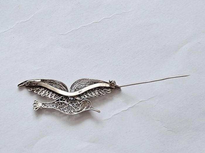 Broche vintage filigrane mouette en argent - photo numéro 6