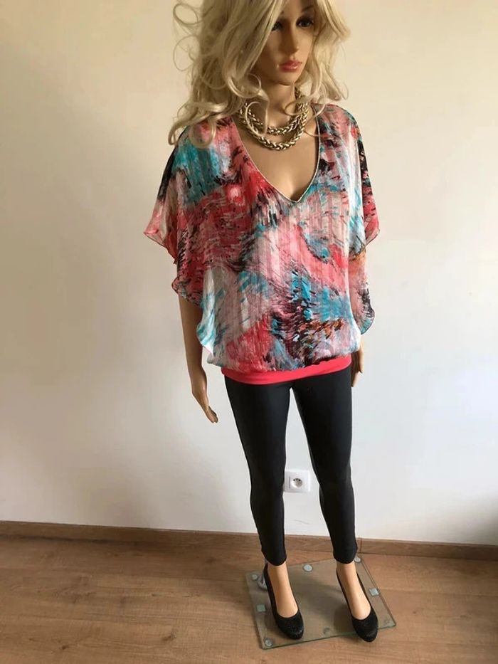 Blouse imprimée à manches courtes Jacqueline Riu taille 38 jamais portée - photo numéro 4