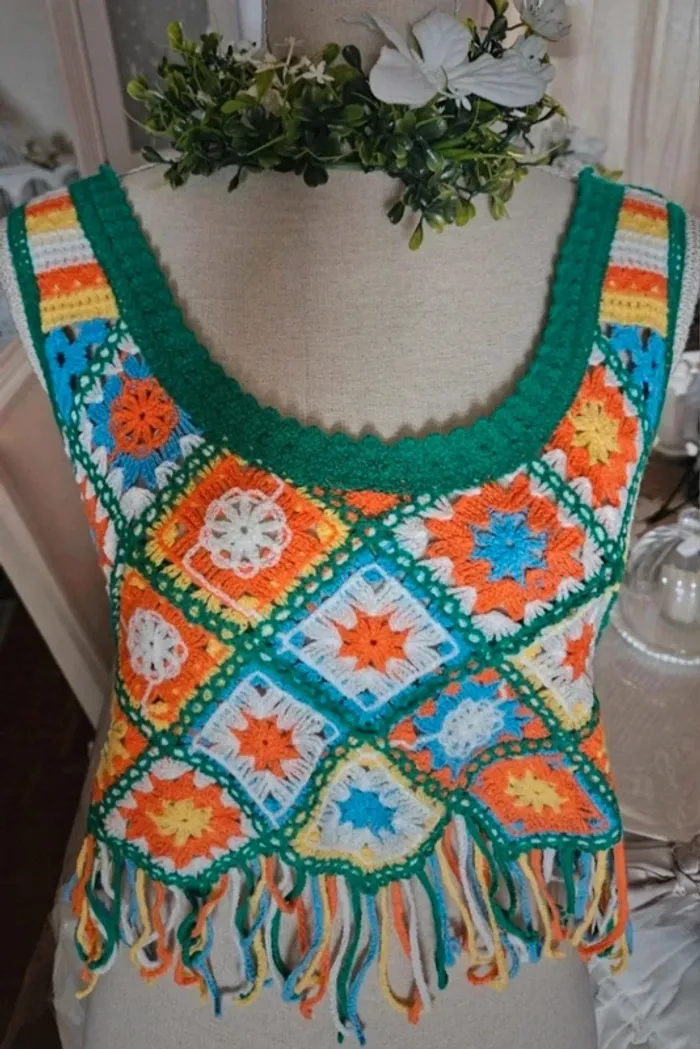 Haut bohème en crochet Taille 40 Neuf - photo numéro 2
