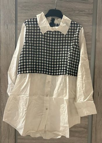 Tunique chemise blanc et noir – New Collection – Taille unique