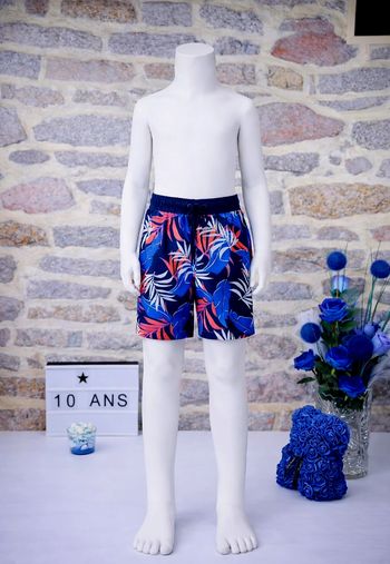 Short de bain motif tropical bleu et corail Garçon taille 10 ans marque TAO 🎸