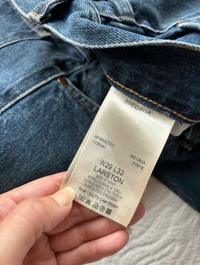 Jean Wrangler Larston bleu foncé délavé coupe slim tapered homme taille W28 38 M L32 - photo numéro 9