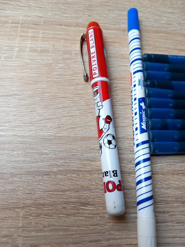 😴stylo plume PoivreBlanc/ 10 cartouche d'encre/ 1 effaceur neuf - photo numéro 2