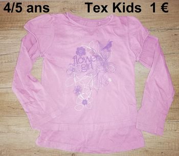 T Shirt 4/5 ans rose Tex kids " Flower girl " #Fille4ans