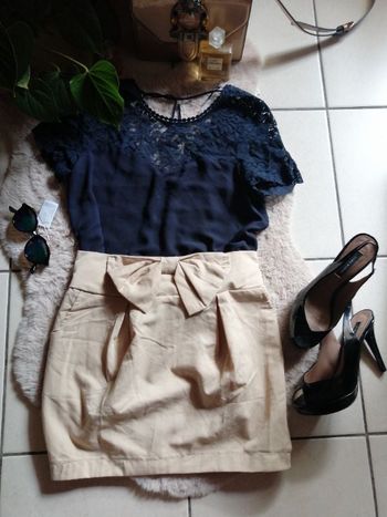 Blouse dentelle marine ZARA