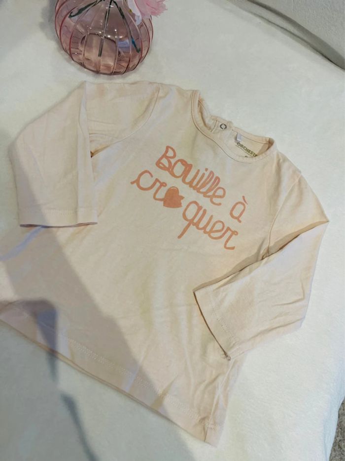Haut / tee shirt manche longue « Bouille à croquer » Orchestra 9 mois 71cm - photo numéro 2
