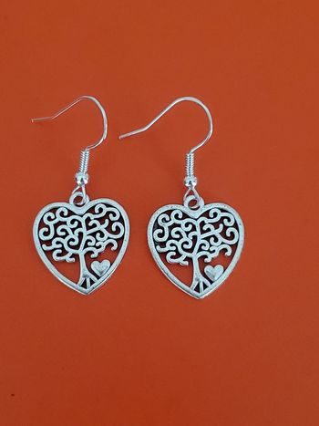 Boucles d'oreilles cœur arbre de vie