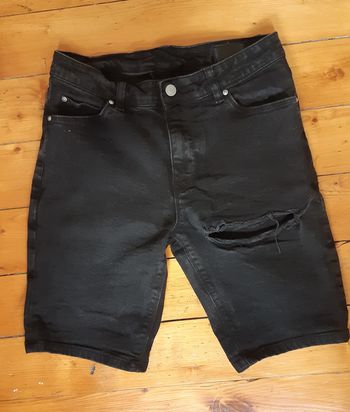 Short jean noir déchiré Homme S