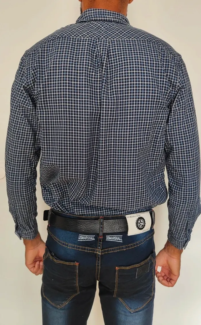 Chemise homme Tommy Hilfiger à carreaux bleu marine – élégante & casual - photo numéro 4