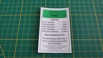 Titre de propriété Galopa pièce détachée jeu de société Monopoly Pokémon édition de Kanto #C43