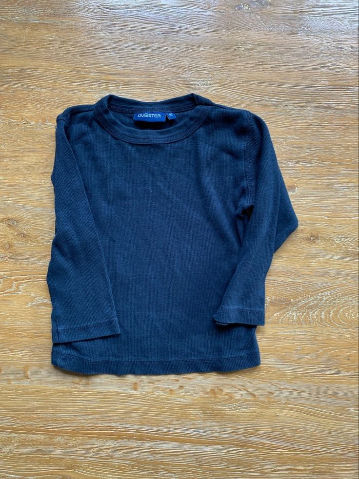 T-shirt à manches longues côtelé noir taille 92