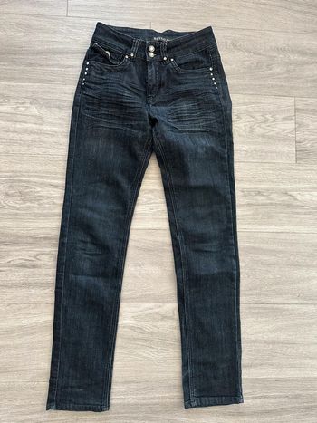 Jean denim skinny slim bleu marine gris et argenté T36 S