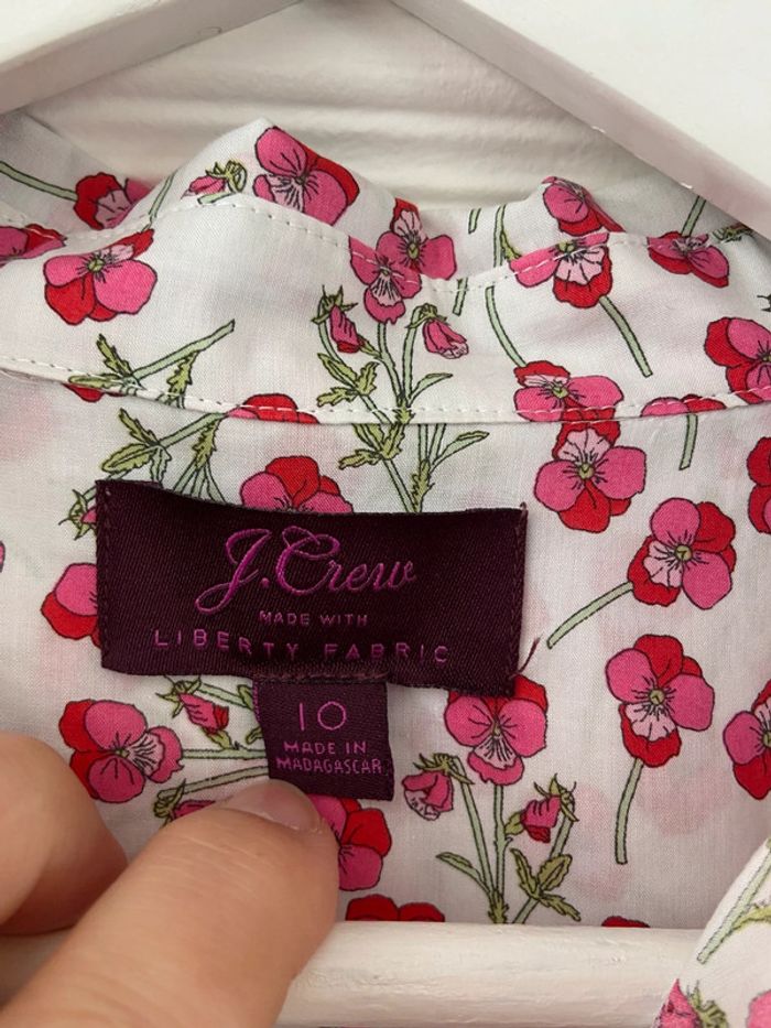 Chemisier JCrew x Liberty blanc fleurs roses taille 40 - photo numéro 4