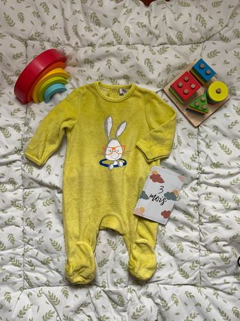 pyjama grenouillère en velours vert 3 mois orchestra