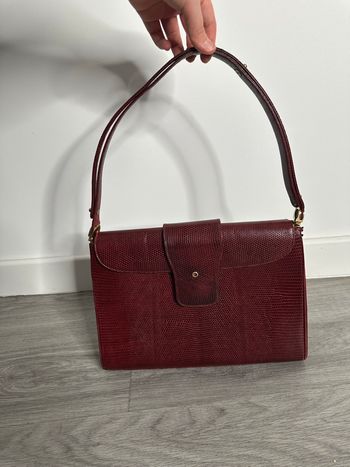 Sac à main en cuir de vachette embossé Bordeaux Gsell Vintage