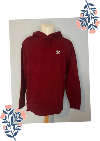 Sweat à capuche bordeaux avec logo – Adidas, Taille M