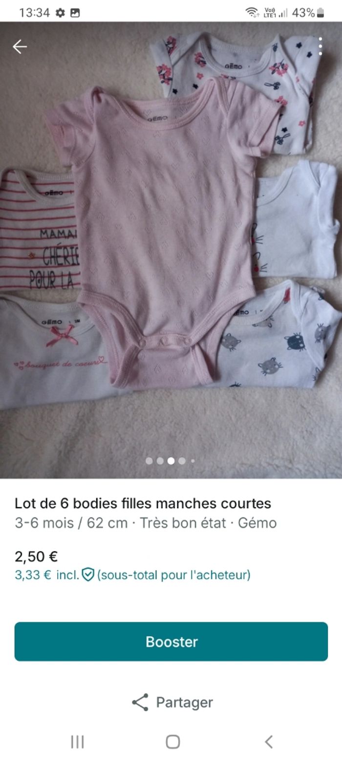 Lot de bodies fille manches courtes - photo numéro 3
