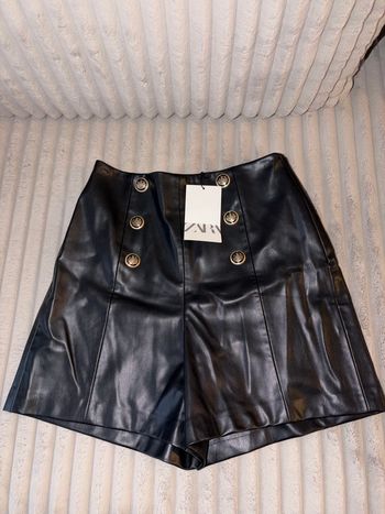 Short simili cuir Zara noir S (36) neuf